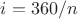 $i = 360/n$