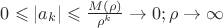 $\[
\,0 \leqslant |a_k | \leqslant \frac{{M(\rho )}}
{{\rho ^k }} \to 0;\rho  \to \infty 
\]$