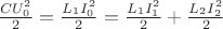 $ \frac{CU_{0}^2}{2}=\frac{L_{1}I_{0}^2}{2}=\frac{L_{1}I_{1}^2}{2}+\frac{L_{2}I_{2}^2}{2}$