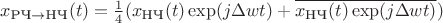$x_{\text{РЧ}\to\text{НЧ}}(t)=\frac{1}{4}(x_\text{НЧ}(t)\exp(j \Delta w t) + \overline{x_\text{НЧ}(t)\exp(j \Delta w t)})$