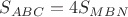 $S_{ABC}=4S_{MBN}$