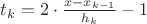 $t_k = 2\cdot \frac{x - x_{k-1}}{h_k} - 1$