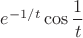 $e^{-1/t}\cos{\dfrac{1}{t}}$
