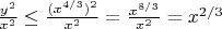 $\frac{y^2}{x^2} \le \frac{(x^{4/3})^2}{x^2} = \frac{x^{8/3}}{x^2} = x^{2/3}$