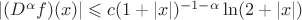 $|(D^\alpha f)(x)|\leqslant c(1+|x|)^{-1-\alpha}\ln(2+|x|)$