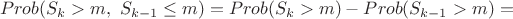 $$Prob(S_k > m,\ S_{k-1}\leq m) = Prob(S_k > m) - Prob(S_{k-1} > m) =$$