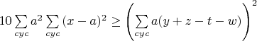 $10\sum\limits_{cyc}{a^2}\sum\limits_{cyc}{(x-a)^2}\geq \left(\sum\limits_{cyc}{a(y+z-t-w)}\right)^2$