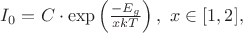 $I_0=C \cdot \exp \left( \frac{-E_g}{xkT}\right), \,\, x\in [1,2],$