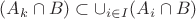 $(A_k \cap B) \subset \cup_{i \in I} (A_i \cap B)$