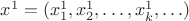 $x^1=(x^1_1,x^1_2,\ldots,x^1_k,\ldots)$