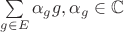 $\sum\limits _{g\in E}\alpha _gg, \alpha _g\in \mathbb C$ $\sum\limits _{g\in E}\alpha _gg, \alpha _g\in \mathbb C$