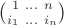 $\binom{1 \ ... \ n}{i_1 \ ... \ i_n}$