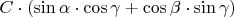 $C \cdot \left( {\sin \alpha  \cdot \cos \gamma  + \cos \beta  \cdot \sin \gamma } \right)$