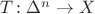 $T\colon\Delta^n\to X$ $T\colon\Delta^n\to X$