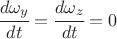 $\cfrac{d\omega_y}{dt} = \cfrac{d\omega_z}{dt} = 0$
