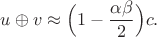 $u\oplus v\approx\Bigl(1-\dfrac{\alpha\beta}{2}\Bigr)c.$