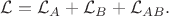 $\mathcal{L}=\mathcal{L}_A+\mathcal{L}_B+\mathcal{L}_{AB}.$
