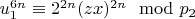 $u_1 ^ {6n}\equiv 2 ^ {2n}(z x) ^ {2n}\mod p_2 $
