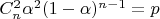 $C_n^2 \alpha^2 (1 - \alpha)^{n - 1} = p$