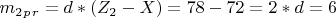 $ m_2_p_r=d*(Z_2-X)=78-72=2*d=6 $