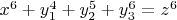 $\[x^6  + y_1^4  + y_2^5  + y_3^6  = z^6 \]$
