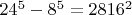 $24^5-8^5=2816^2$
