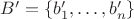 $\mathvcal B' = \{b'_1, \ldots, b'_n\}$