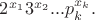 $2^{x_1}3^{x_2}...p_k^{x_k}.$