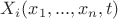 $X_i(x_1, ..., x_n, t)$