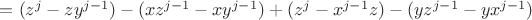 $ = (z^j-zy^{j-1})-(xz^{j-1}-xy^{j-1}) + (z^j-x^{j-1}z)-(yz^{j-1}-yx^{j-1})$