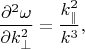 $$\dfrac{\partial^2\omega}{\partial k_{\perp}^2}=\dfrac{k_{\parallel}^2}{k^3},$$