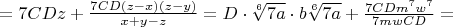 $=7CDz+\frac{7CD(z-x)(z-y)}{x+y-z}=D\cdot\sqrt[6]{7a}\cdot b\sqrt[6]{7a}+\frac{7CDm^7w^7}{7mwCD}=$
