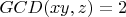 $GCD(xy,z )=2$