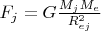 $F_j=G\frac{M_j M_e}{R_{ej}^2}$