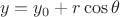 $$y = y_0 + r \cos {\theta}$$