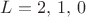$L=2,\, 1,\,0$