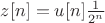 $z[n]=u[n]\frac 1 {2^n}$