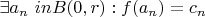 $ \exists {a_{n}}\ in  B(0,r) : f(a_{n})=c_{n} $