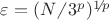 $ \varepsilon = (N  \!\!\not{\phantom{|}}\, 3^{p})^{1  \!\!\not{\phantom{|}}\, p}$