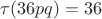 $\tau(36pq)=36$