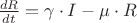 $\frac{dR}{dt} = \gamma \cdot I - \mu \cdot R$