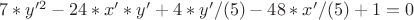 $7*y'^2-24*x'*y'+4*y'/корень(5)-48*x'/корень(5)+1=0$