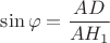 \sin\varphi=\dfrac{AD}{AH_1}