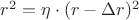 $r^2 = \eta \cdot (r- \Delta r) ^2$