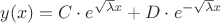 $y(x)=C\cdot e^{\sqrt{\lambda }x}+D\cdot e^{-\sqrt{\lambda }x}$