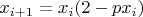$x_{i+1}=x_i (2-px_i)$