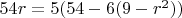 $54r = 5(54-6(9-r^2))$