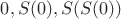 $0, S(0), S(S(0))$