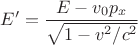 $E^\prime=\dfrac{E-v_0p_x}{\sqrt{1-v^2/c^2}}$
