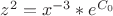 $z^2=x^{-3}*e^{C_0}$